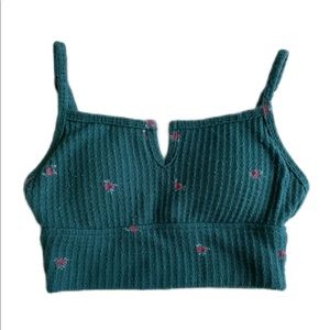 gilly hicks green lounge wear top with roses size S